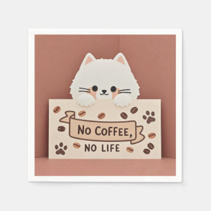 Cute Tiny cat paw prints and coffee beans Napkins