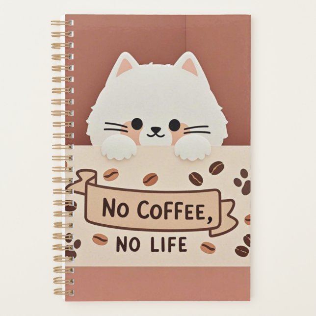 Cute Tiny cat paw prints and coffee beans Planner (Front)