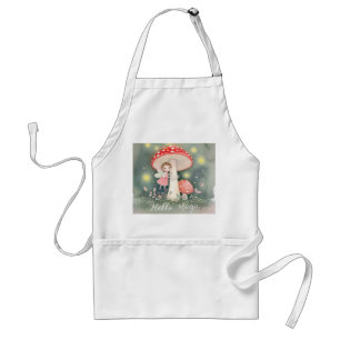 Cute Tiny fairy perched on top of mushroom Adult Apron