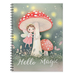 Cute Tiny fairy perched on top of mushroom Notebook