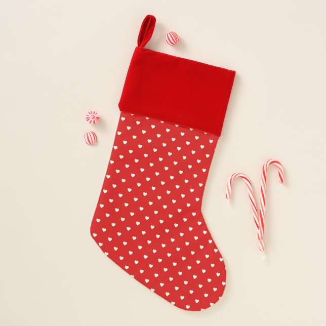 Cute Tiny Hearts Design, Valentine's Day Pattern Christmas Stocking (Front)