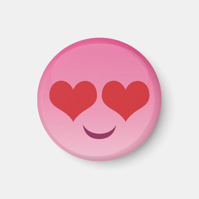 Cute & tiny hearty eyes pink emoji magnet (Front)