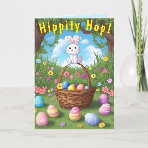 Cute  Tiny Hippity Hop Rabbit Easter Card