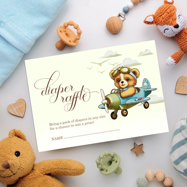 Cute Tiny Pilot Baby Shower Diaper Raffle Enclosure Card (Cute Tiny Pilot Baby Shower Diaper Raffle Enclosure Card)