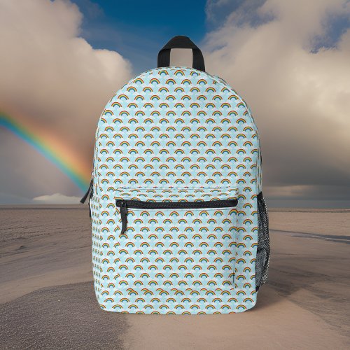 Cute Tiny Rainbow Pattern on Blue Sky Printed Backpack