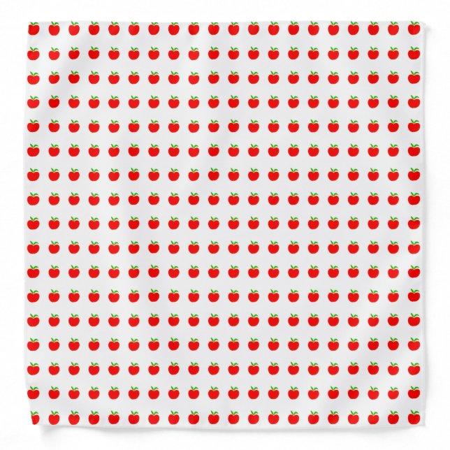 Cute Tiny Red Apples Pattern on White Bandana (Front)