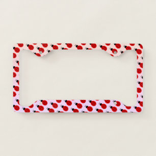 Cute Tiny Red Black Ladybug pattern License Plate Frame
