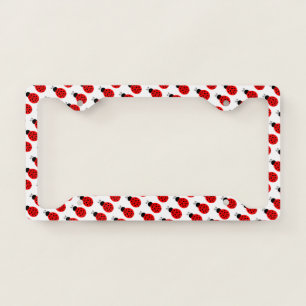 Cute Tiny Red Black Ladybug pattern License Plate Frame