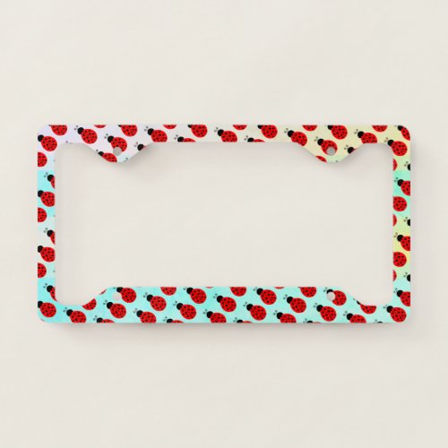 Cute Tiny Red Black Ladybug pattern License Plate Frame