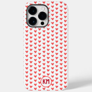 Cute tiny red hearts pattern love monogram Case-Mate iPhone 14 pro max case
