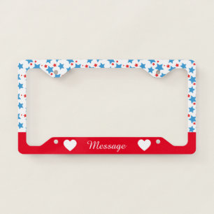 Cute Tiny Stars Red Blue License Plate Frame