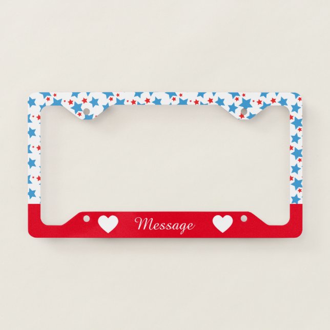 Cute Tiny Stars Red Blue License Plate Frame (Front)