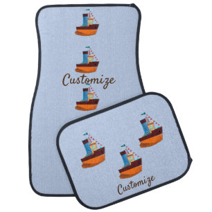 Cute Tiny Tugboat Thunder-Cove Car Floor Mat