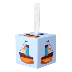 Cute Tiny Tugboat Thunder-Cove Cube Ornament