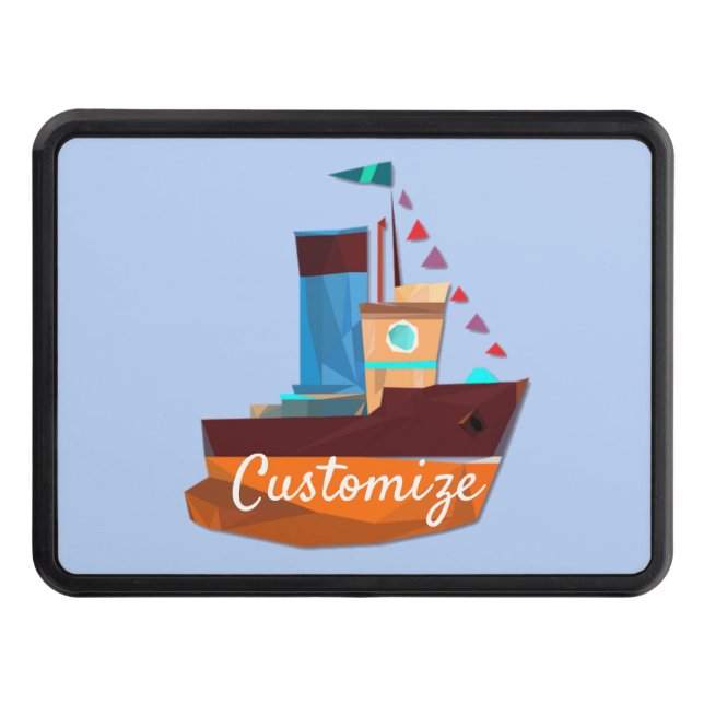 Cute Tiny Tugboat Thunder-Cove Hitch Cover (Front)