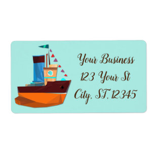 Cute Tiny Tugboat Thunder-Cove Label
