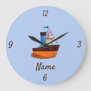 Cute Tiny Tugboat Thunder-Cove  Large Clock