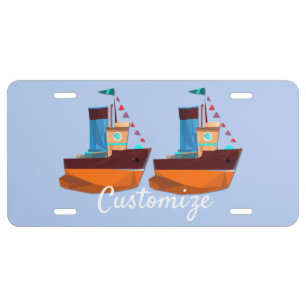 Cute Tiny Tugboat Thunder-Cove License Plate