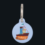 Cute Tiny Tugboat Thunder-Cove Pet ID Tag<br><div class="desc">Cute Tiny Tugboat to customize,  personalize by changing to your name on  any background color</div>