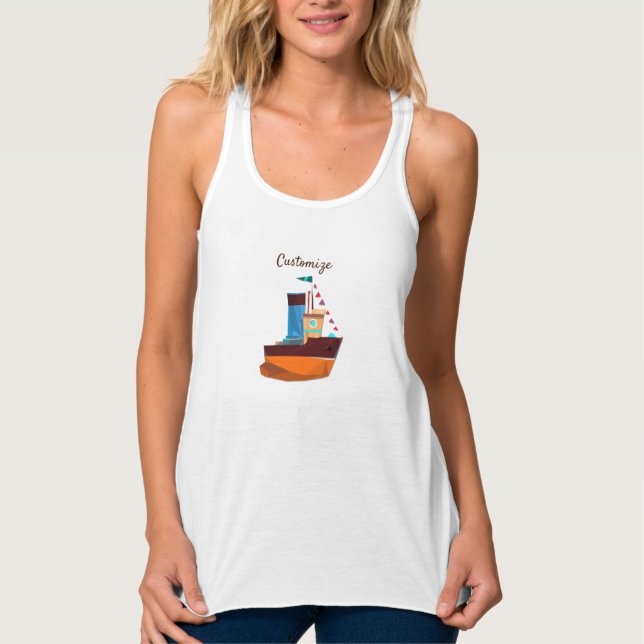 Cute Tiny Tugboat Thunder-Cove Tank Top (Front)
