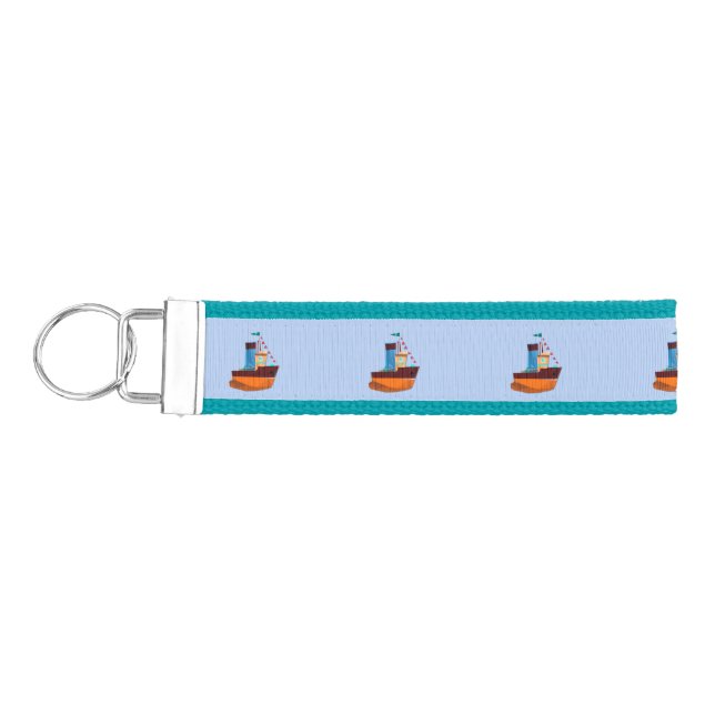 Cute Tiny Tugboat Thunder-Cove Wrist Keychain (Keys on Left)