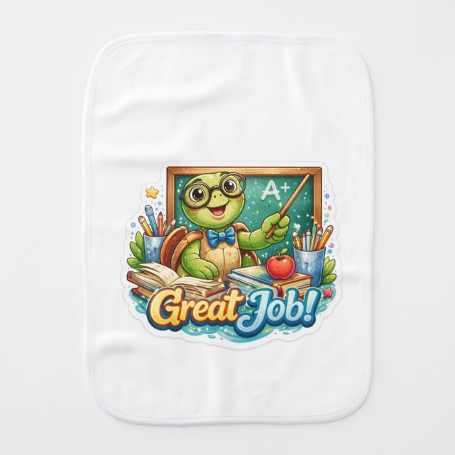 Cute Tiny Turtle Baby Burp Cloth (Front)