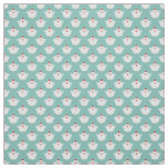 Cute Tiny White Chickens on Pale Blue Pattern Fabric