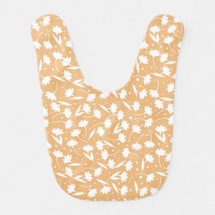Cute tiny white flower pattern orange pattern baby bib