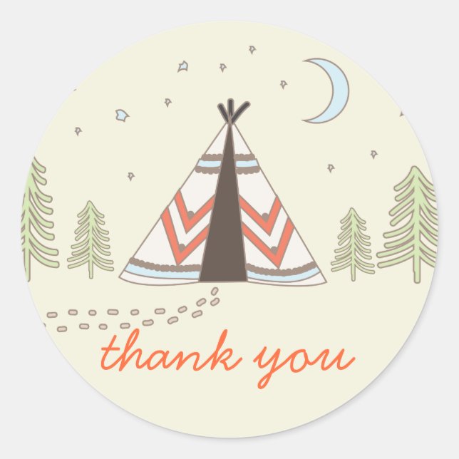 Cute Tipi Thank You Stickers (Front)