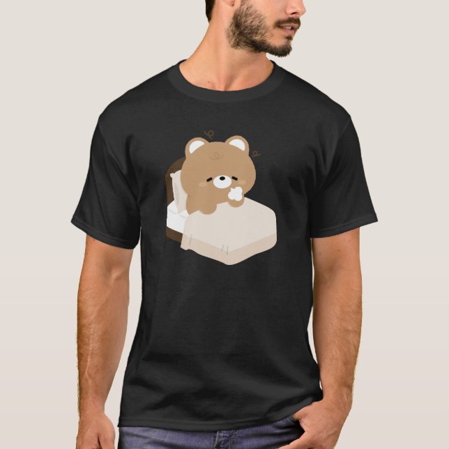 Cute Tired Brown Bear T-Shirt (Front)