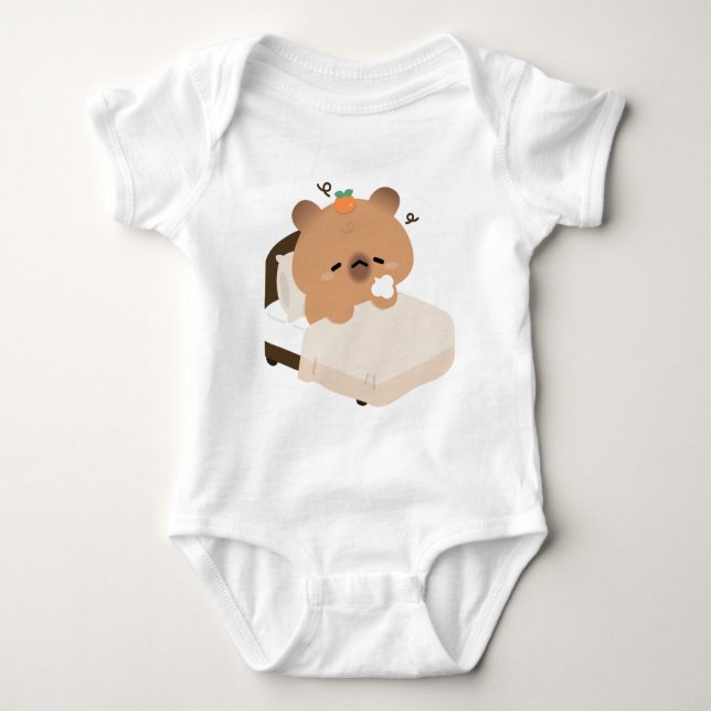 Cute Tired Capybara Baby Bodysuit (Front)