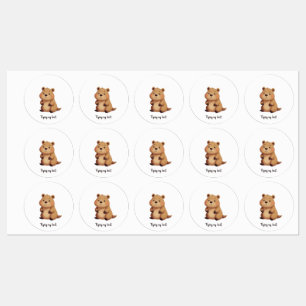 Cute tired capybara labels