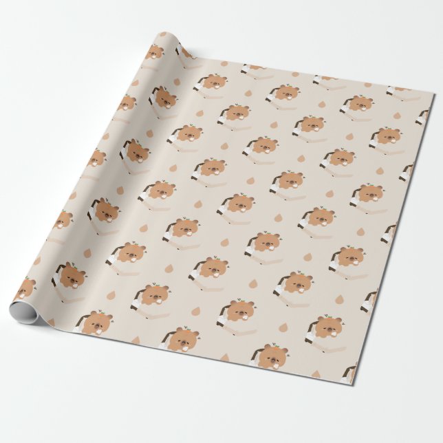 Cute Tired Capybara Wrapping Paper (Unrolled)