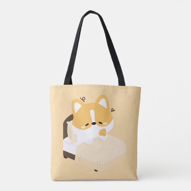 Cute Tired Corgi Tote Bag (Back)