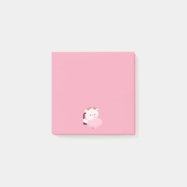 Cute Tired Cow Post-it Notes (Front)