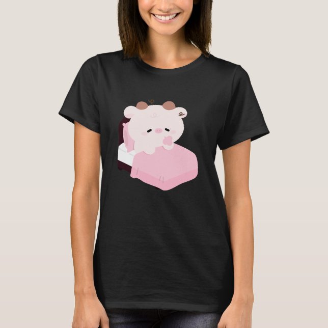 Cute Tired Cow T-Shirt (Front)