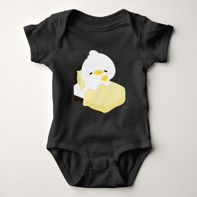 Cute Tired Duck Baby Bodysuit (Front)