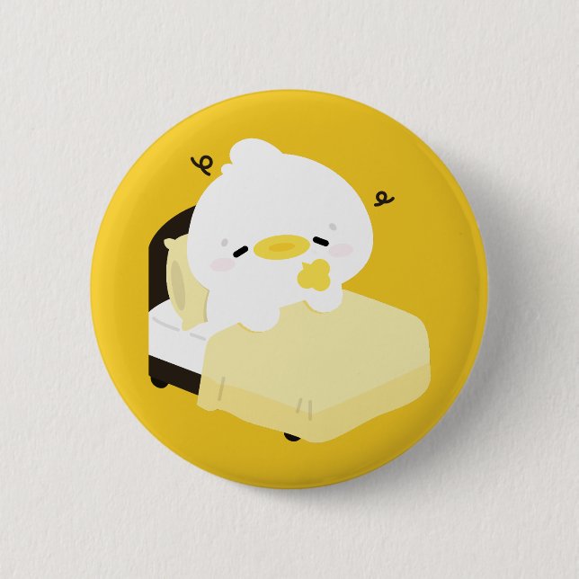 Cute Tired Duck Button (Front)