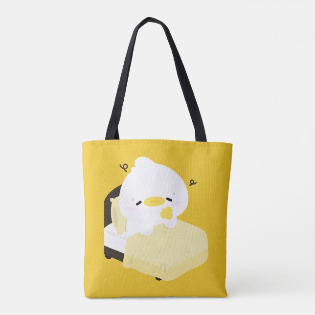 Cute Tired Duck Tote Bag (Back)
