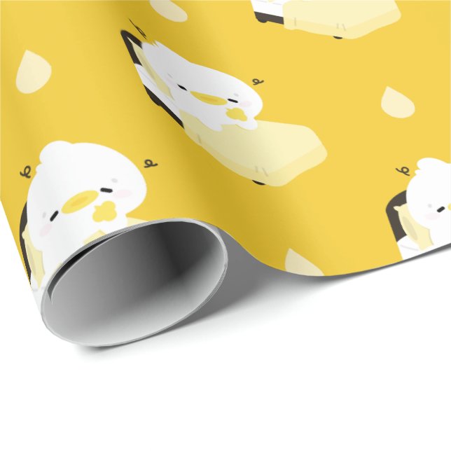 Cute Tired Duck Wrapping Paper (Roll Corner)