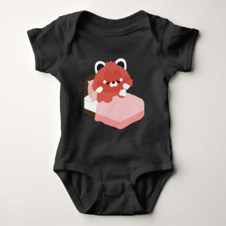 Cute Tired Red Panda Baby Bodysuit