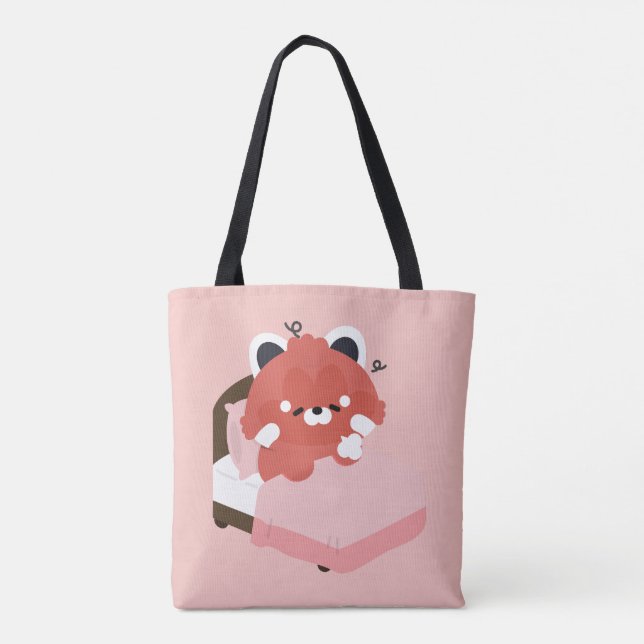 Cute Tired Red Panda Tote Bag (Back)
