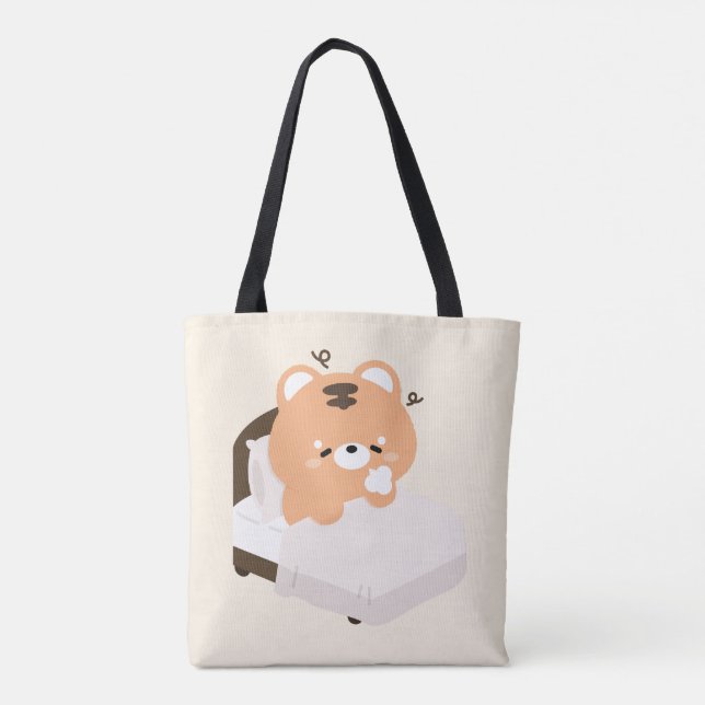 Cute Tired Tiger  Tote Bag (Back)
