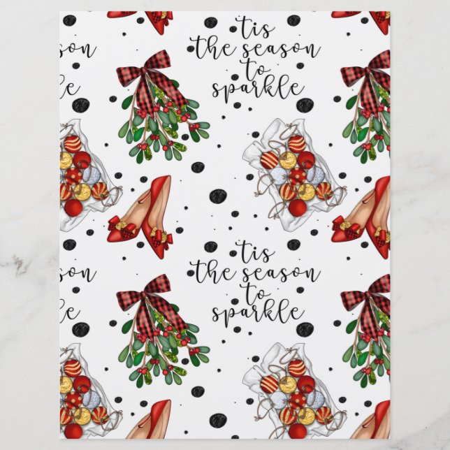 Cute Tis The Season Christmas Scrapbook Paper (Front)