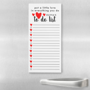 Cute To Do List with Hearts Magnetic Notepad