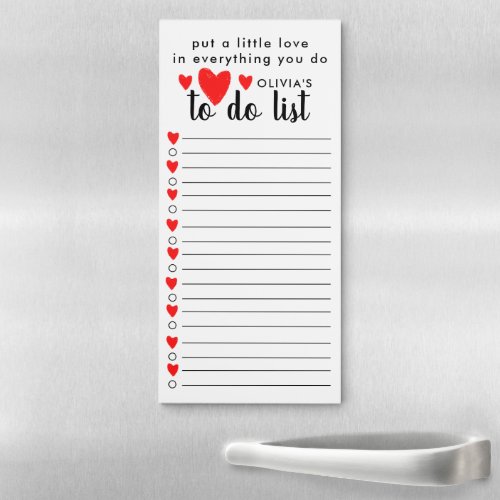 Cute To Do List with Hearts Magnetic Notepad