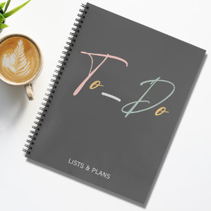 Cute To-Do Lists and Plans Script Typography Notebook