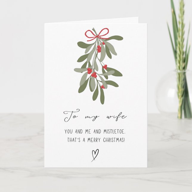 Cute To My Wife Merry Christmas Folded Holiday Card (Front)