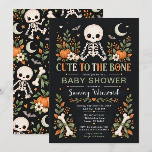 Cute to the Bone Halloween Baby Shower Invitation