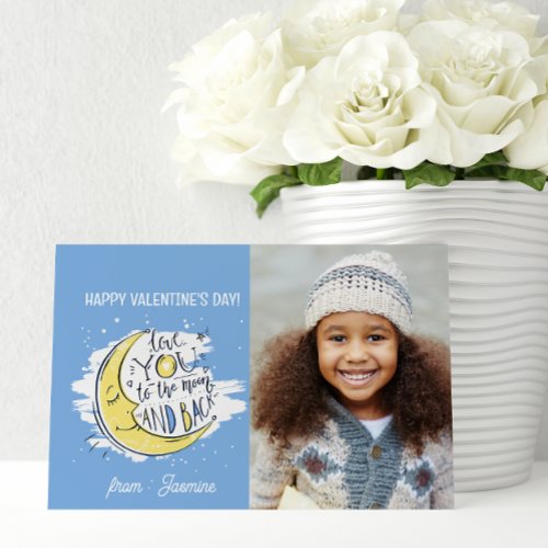CUTE TO THE MOON AND BACK KIDS Valentines photo  Note Card